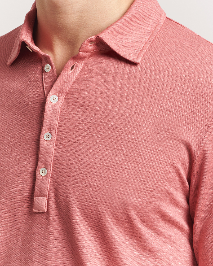 Massimo Alba Raya Long Sleeve Polo Coral