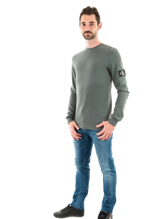 Tee shirt manches longues calvin klein jeans waffle psl endless grey