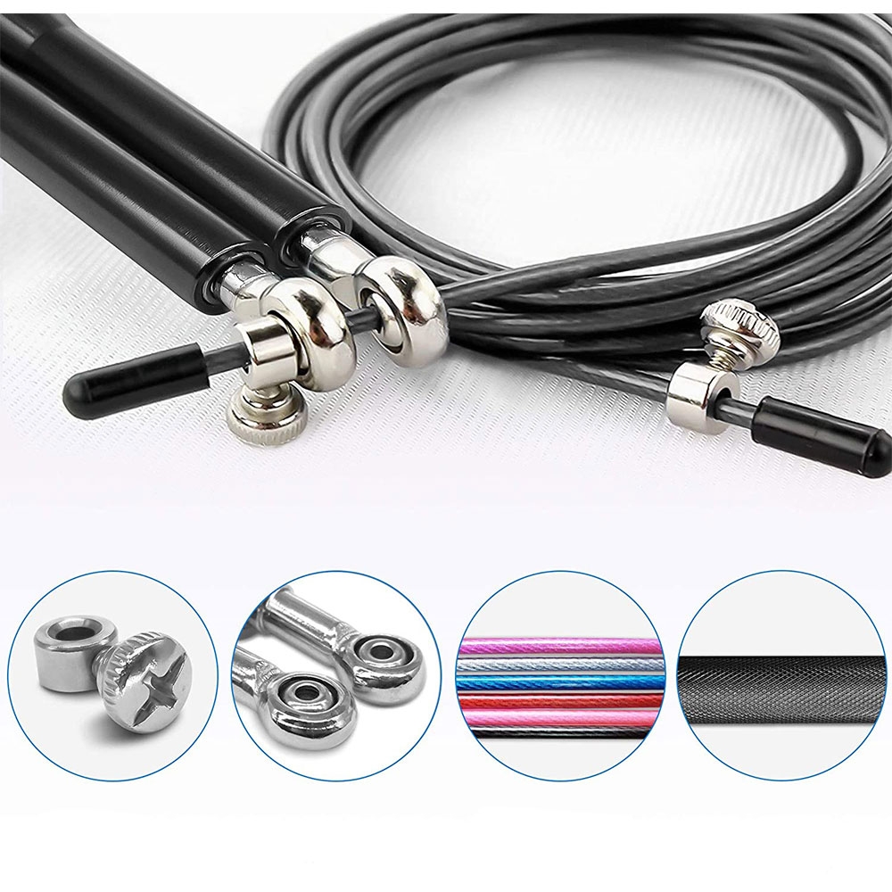 (3m) Robustes Springseil Speed Rope Home Workout Fitness Training / HIIT / Crossfit - Schwarz