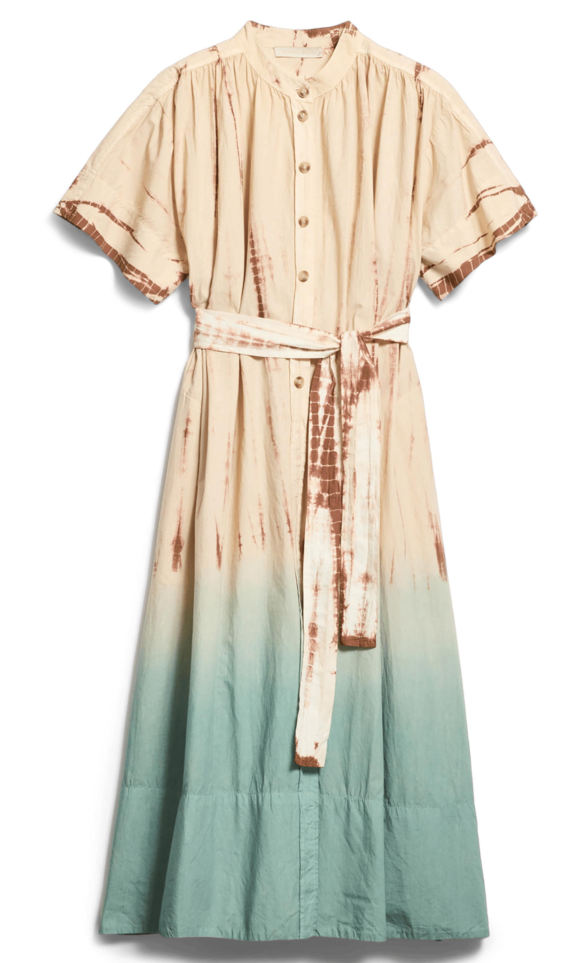 CIAO - Robe longue col mao en coton | Vert