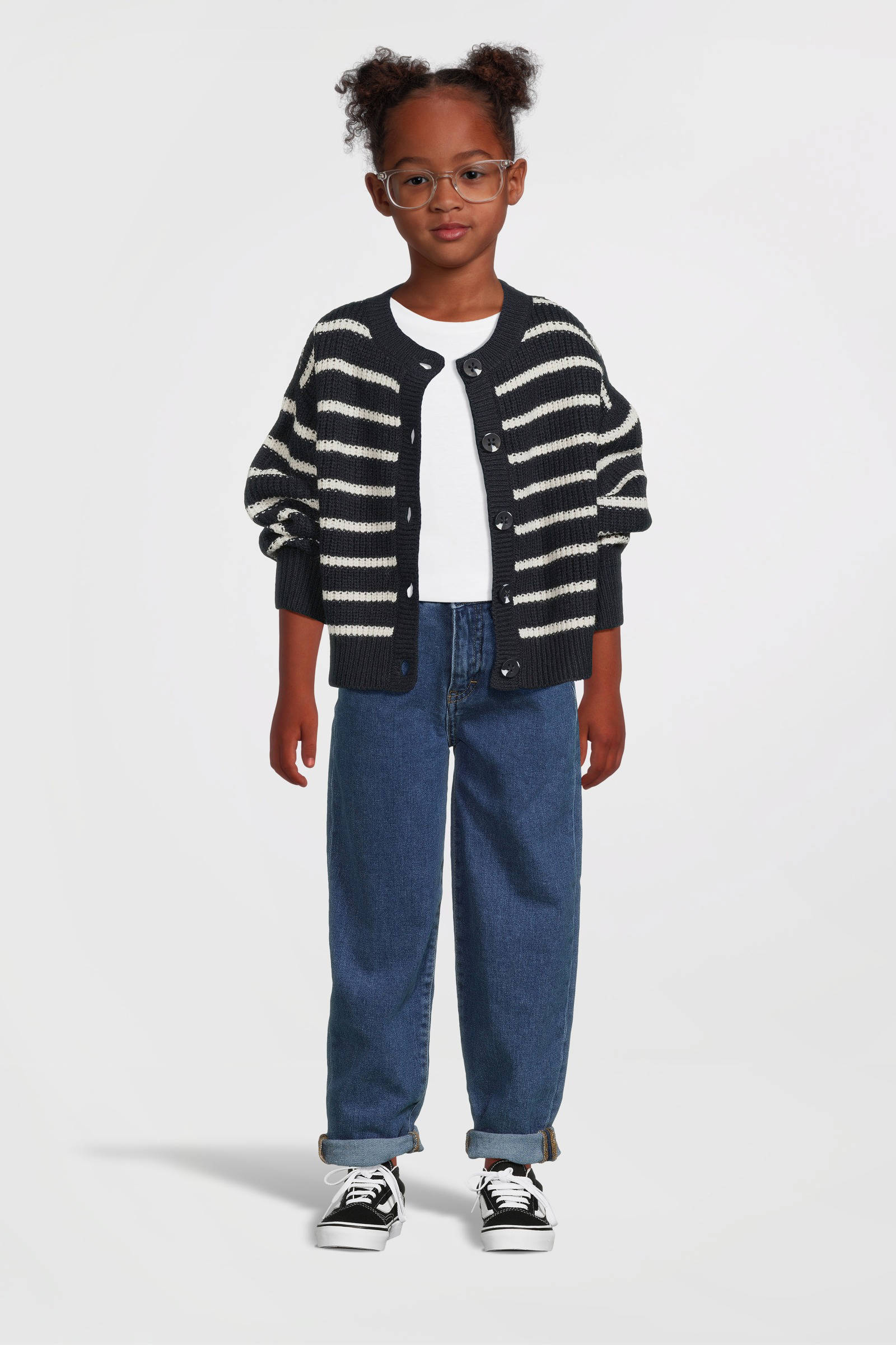 NAME IT gestreept vest NKFVERONJA donkerblauw/ecru