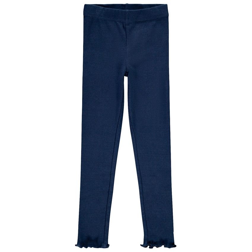 Legging bleu marine en maille côtelée pour enfant fille - Bleu marine
