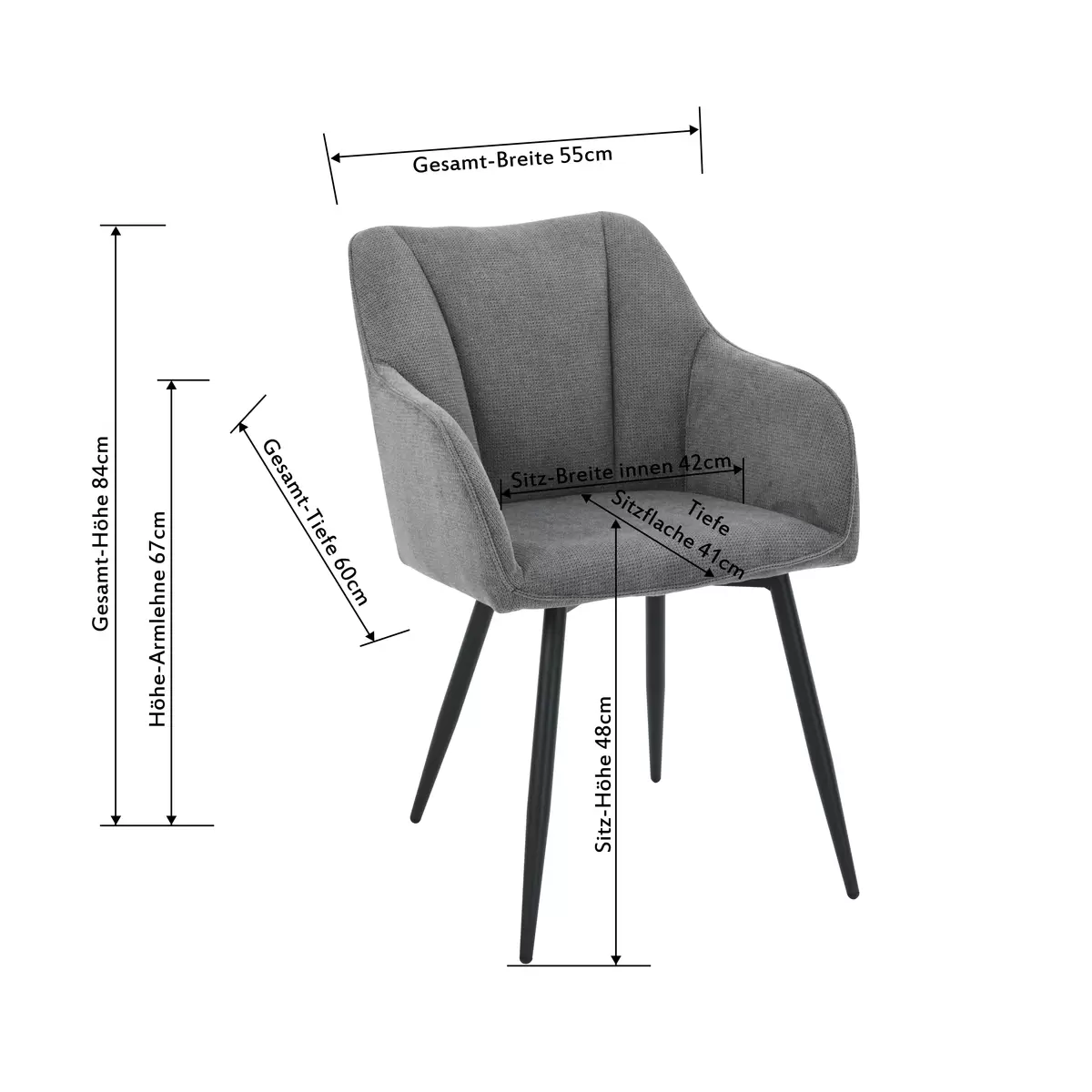 Stuhl Caro II grau,schwarz