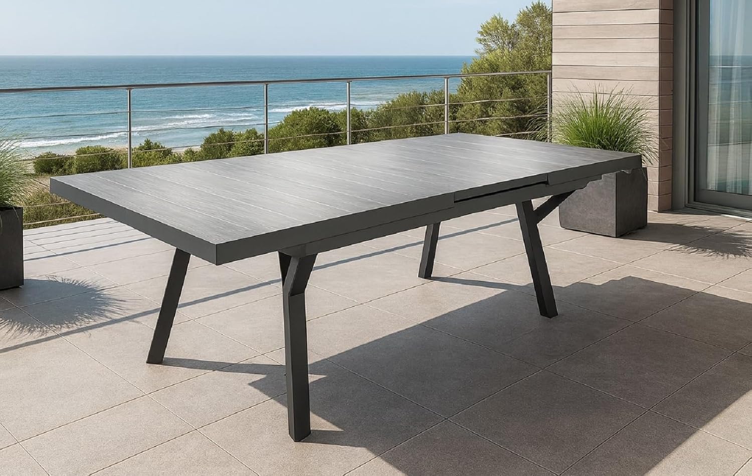 Gardissimo Ausziehtisch Solido 185/245 x 100 cm, Gartentisch ausziehbar Esstisch Tisch Aluminium Keramik Wetterfest Outdoor anthrazit