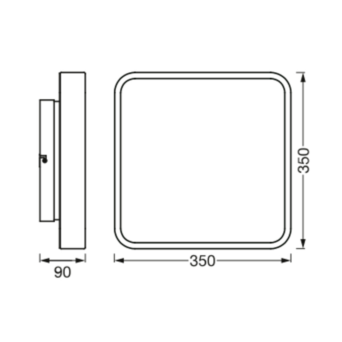 Sapho Orbis Backlight vierkante plafondlamp 35x35cm 28W wit