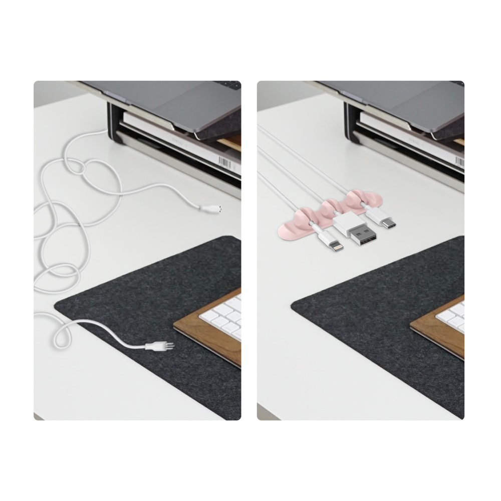 Selbstklebender Kabelhalter Vielzweck Kabelführung Organizer mit 3 Magnetischen Clips - Rosa