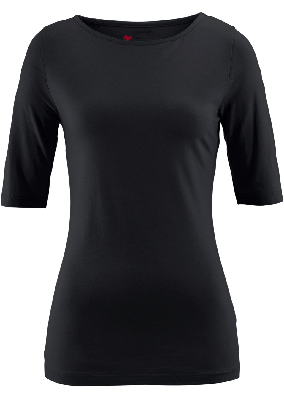 T-shirt col bateau, manches mi-longues
