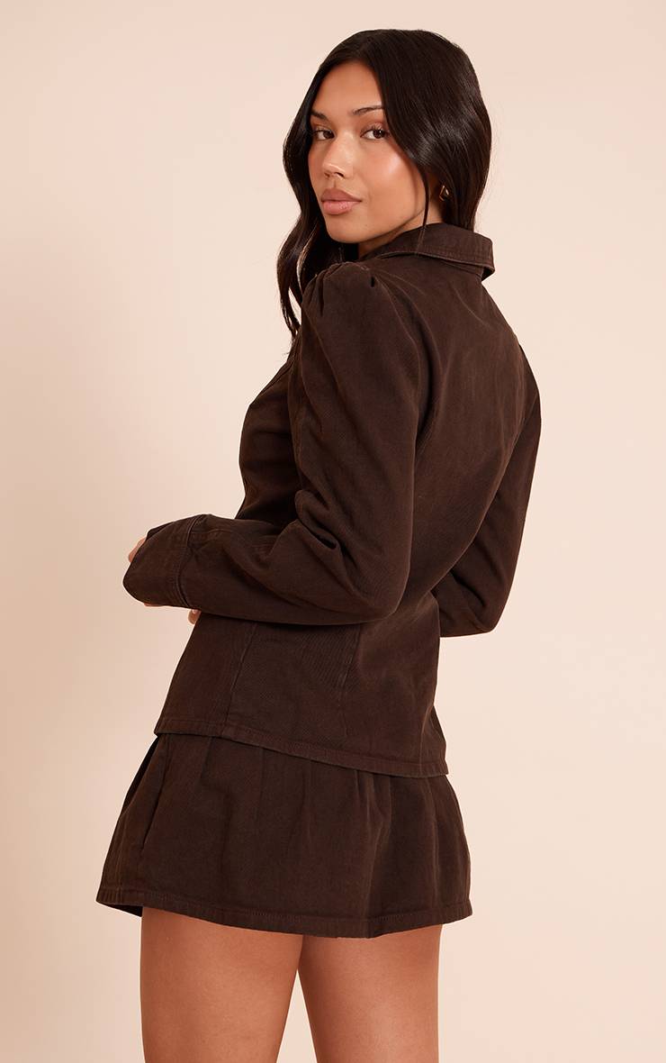 Dark Chocolate Chemise En Denim À Taille Cintrée