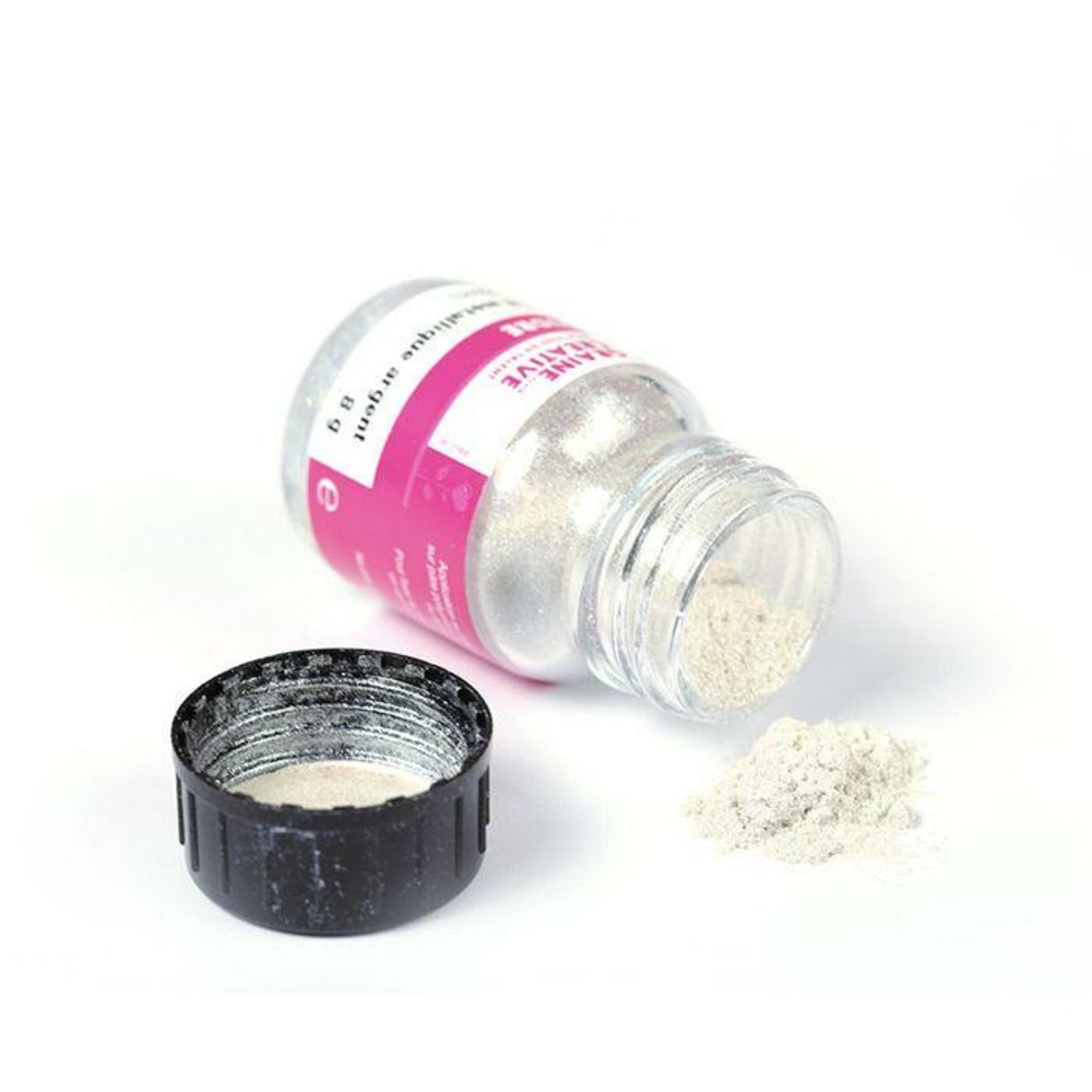 Poudre effet métallique argent pour pâte polymère - 8 g