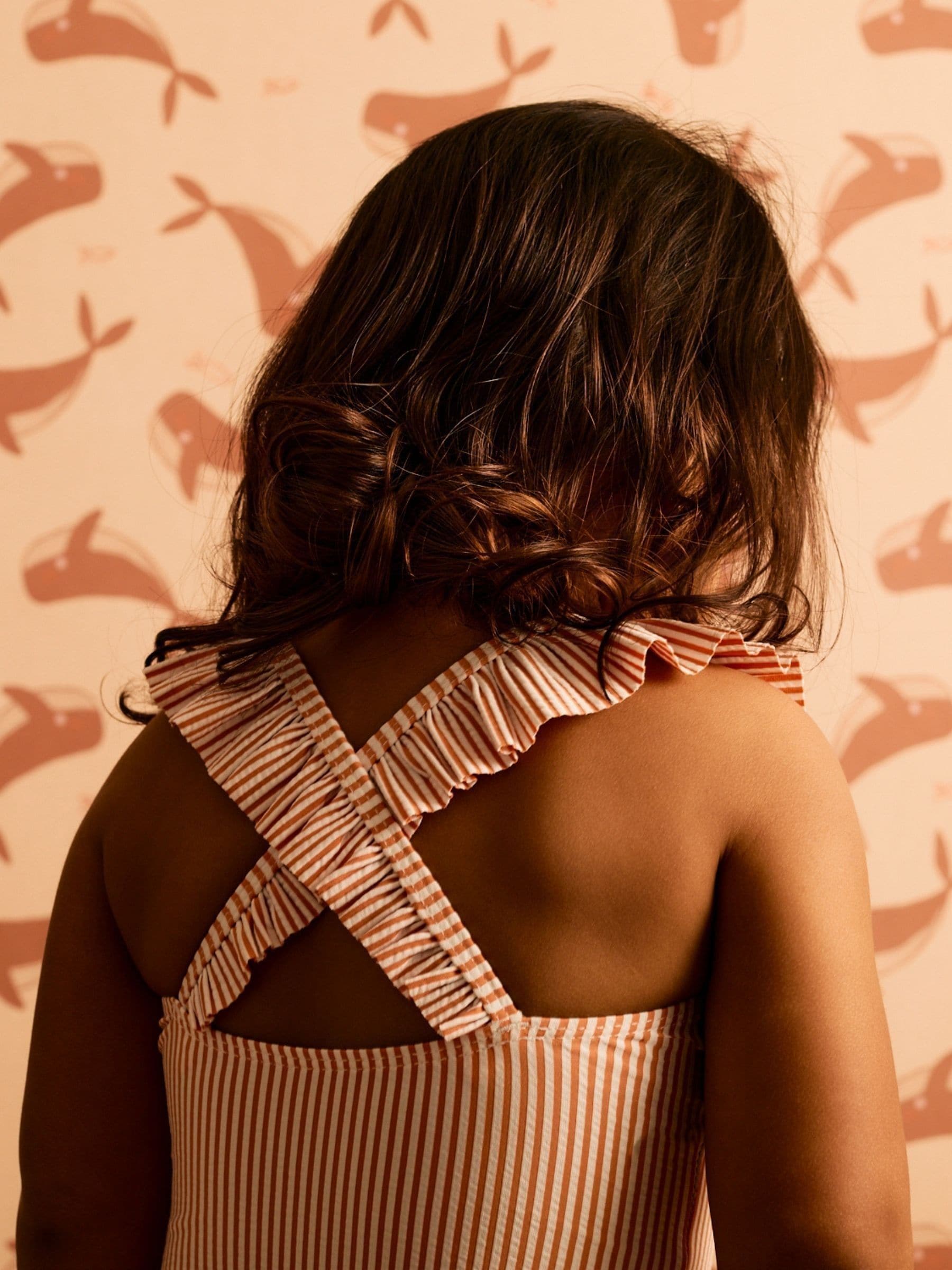 KIDLY By MORI Seersucker Frilled Swimsuit