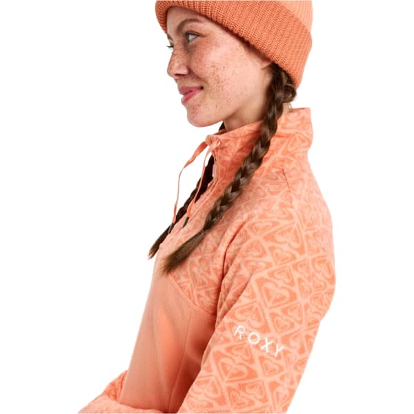 Sweat polaire ROXY SAYNA HALF ZIP PEACH PINK ROXYGRAM TONAL