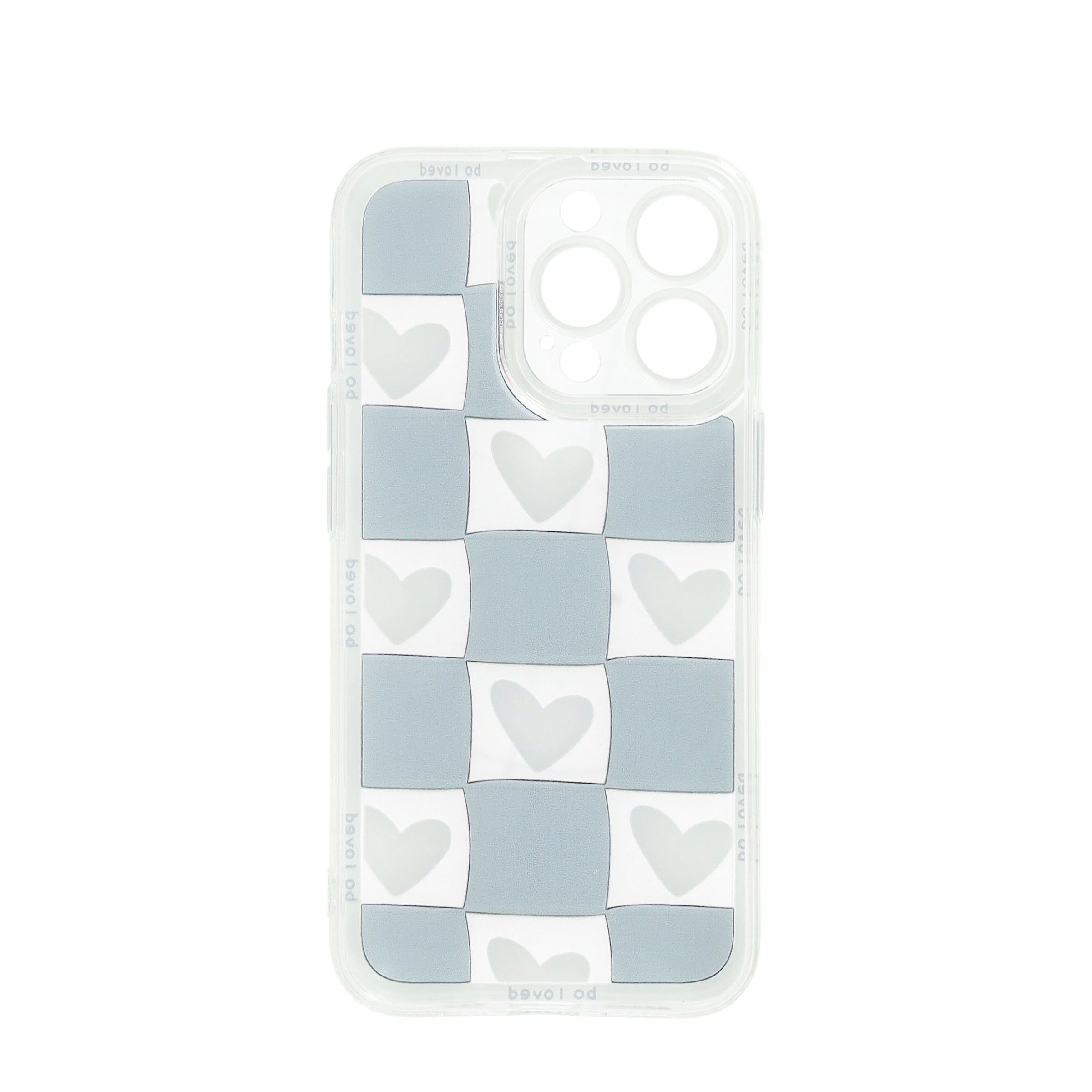 iPhone 13 Pro Gummi Case Hülle Kameraschutz im Schachbrettmuster - Schwarz / Weiss