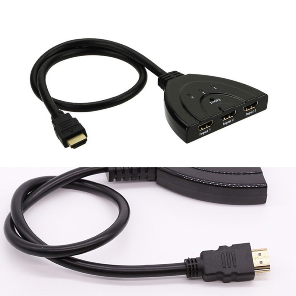 3-fach HDMI FullHD 1080p Switch Audio Video Konverter mit Umschalter - Schwarz