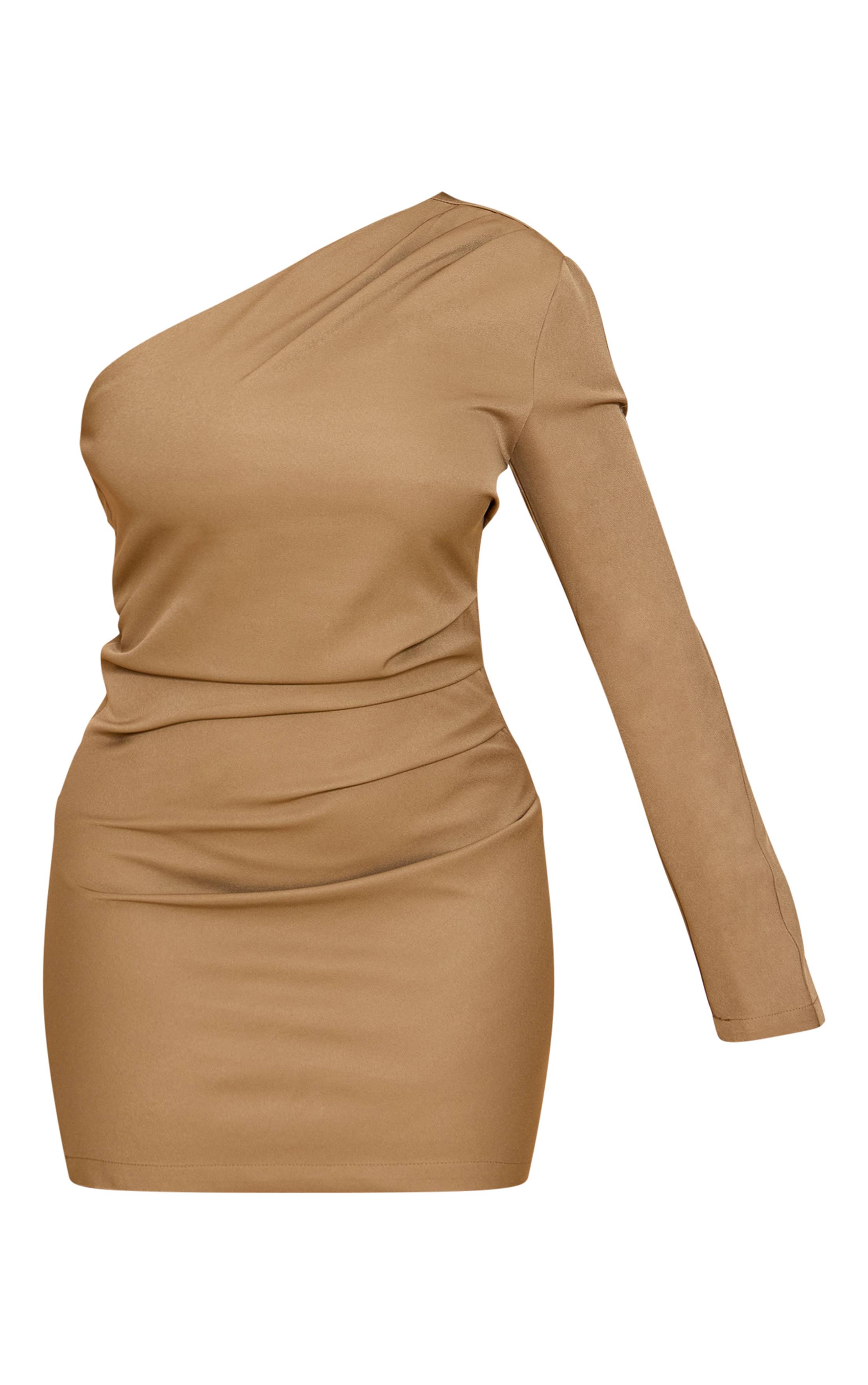 Vert Olive Robe Mini Cocon Ajustée Asymétrique Moulante