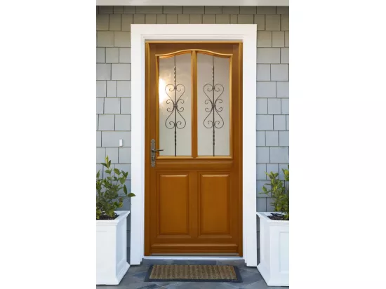 Porte D'Entrée Bois Vitrée, Sandy, H,215Xl,90 P, Droit Cote Tableau