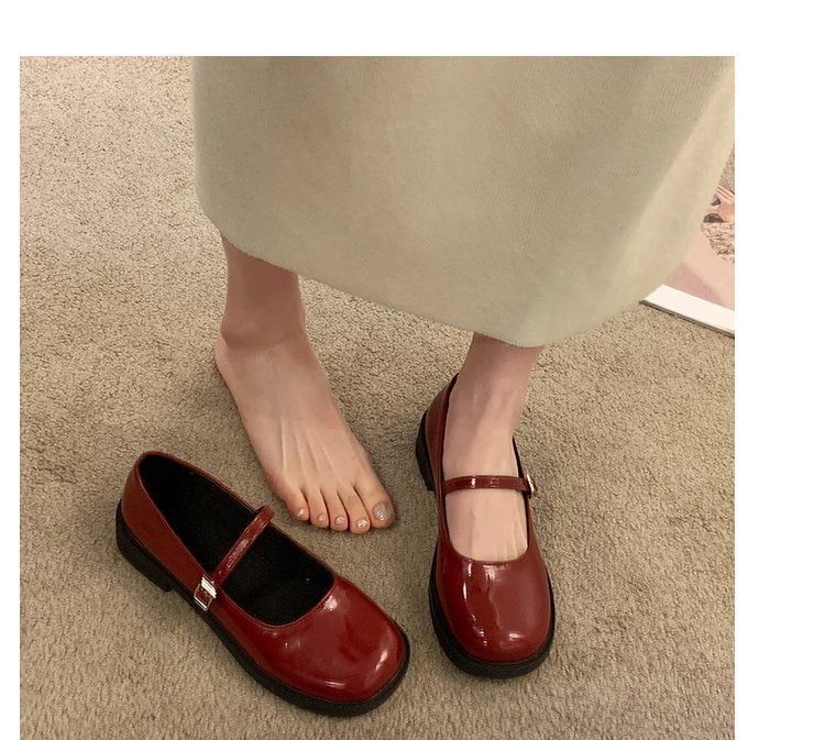 Asterisk - Effen Mary Jane-schoenen met gesp