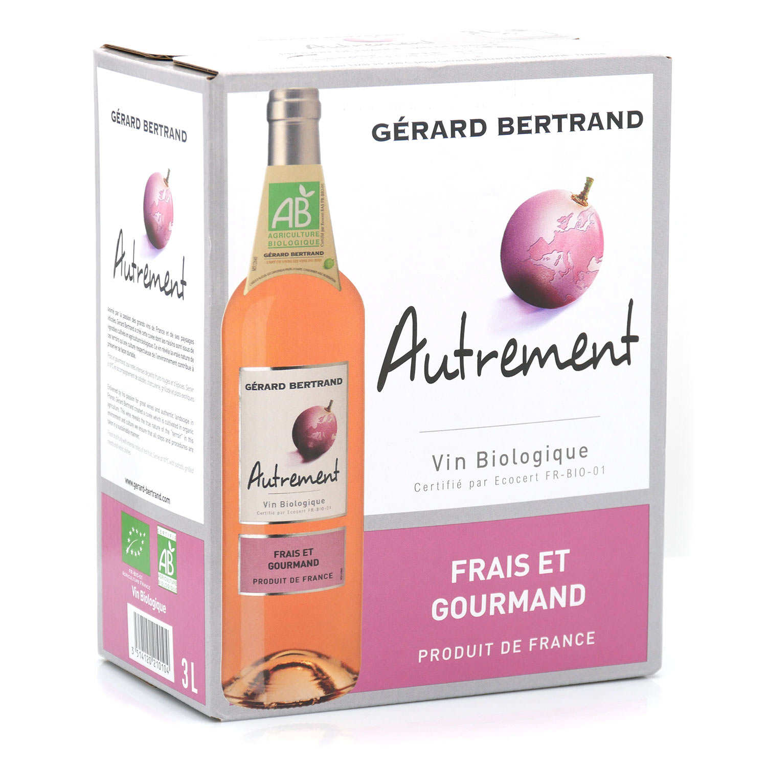 Autrement vin rosé bio en Bib 3L