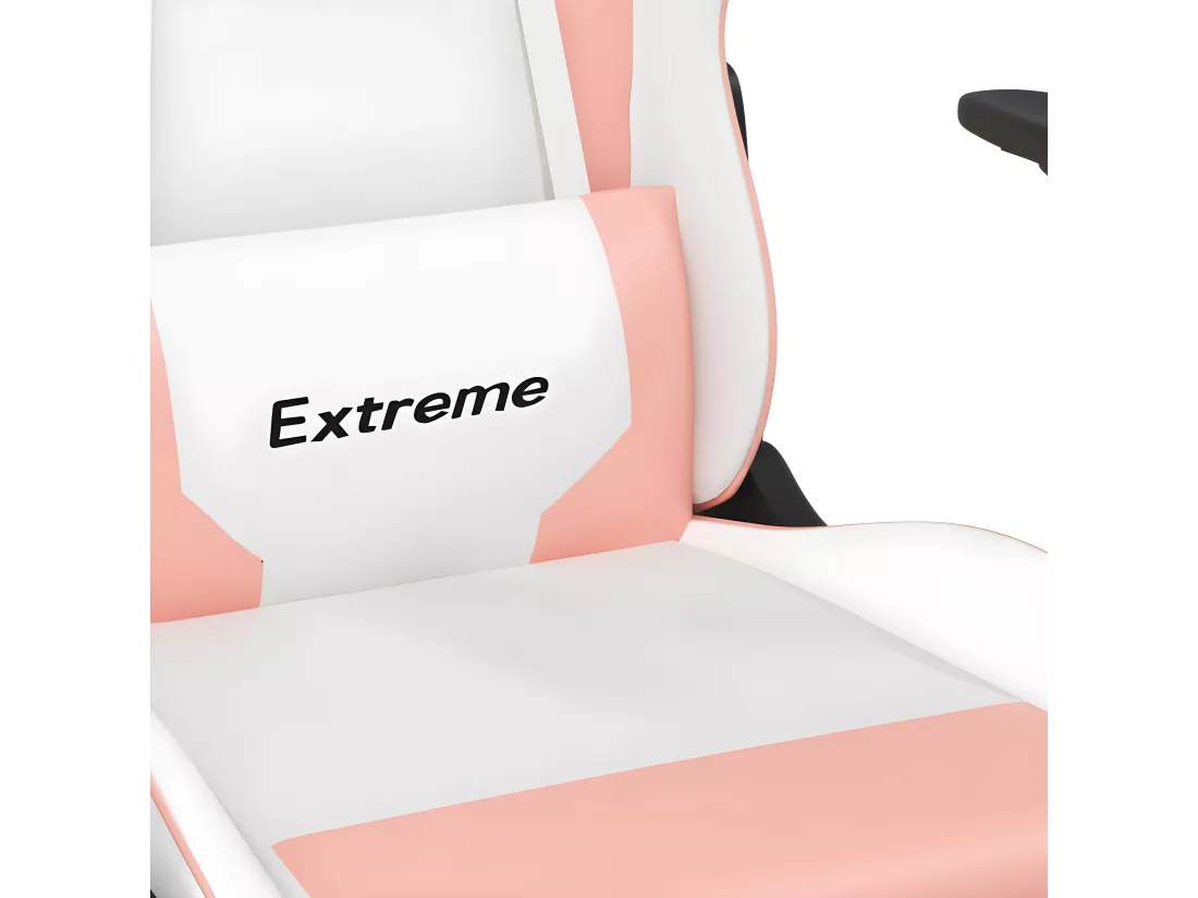 Chaise de jeu avec repose-pied Blanc et rose Similicuir