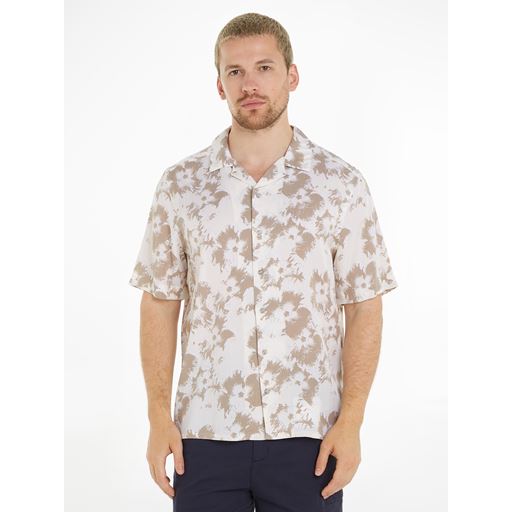 Calvin Klein Kortærmet Skjorte, Egret/ Fresh Clay Flowers, XL