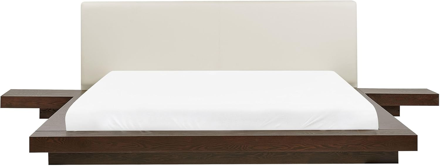 Beliani Wasserbett Kunstleder weiß/dunkle Esche Wasserbettmatratze 180 x 200 cm Zen