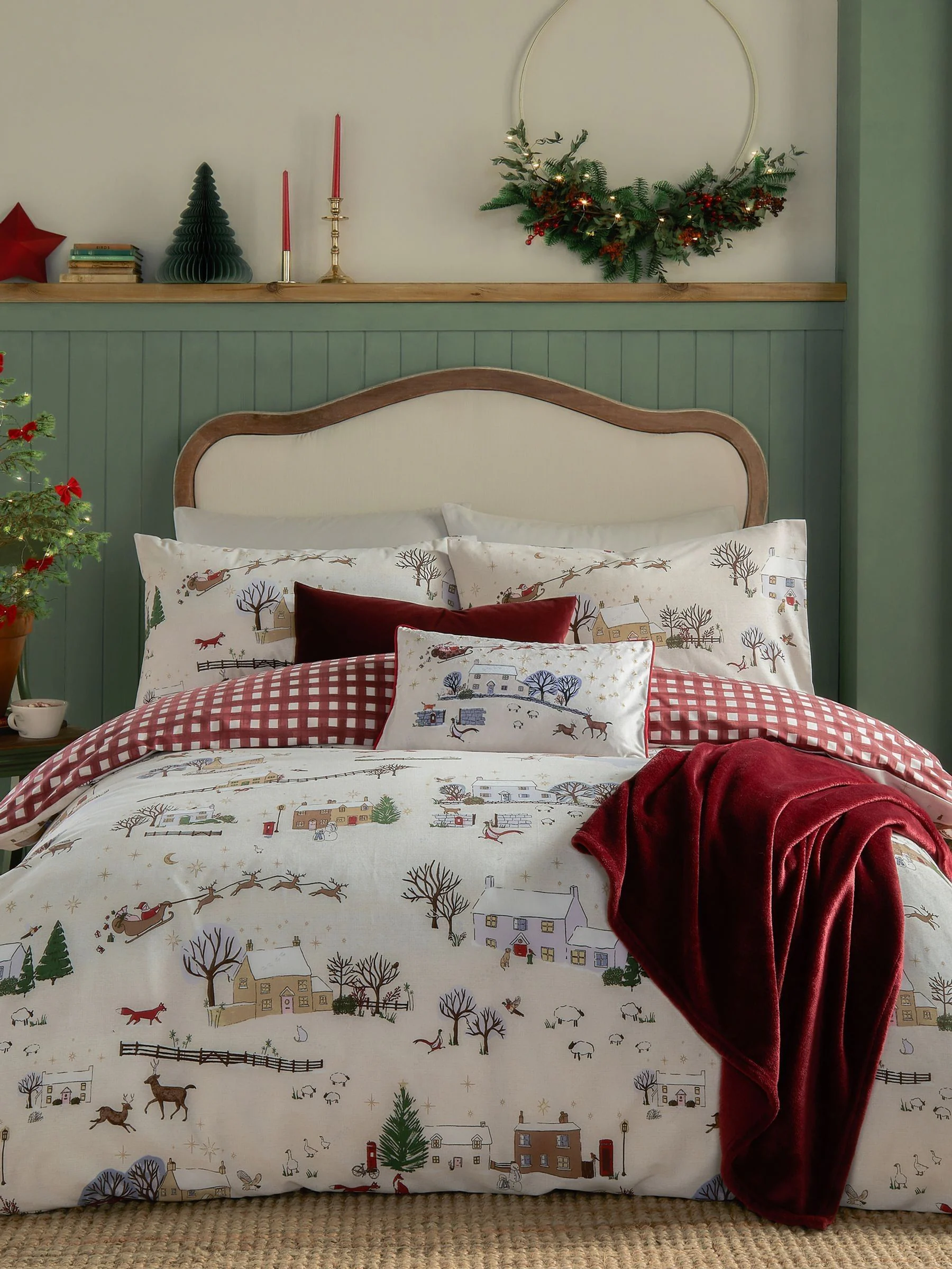 Furn Cotswolds kerstdekbedovertrek- en kussensloopset