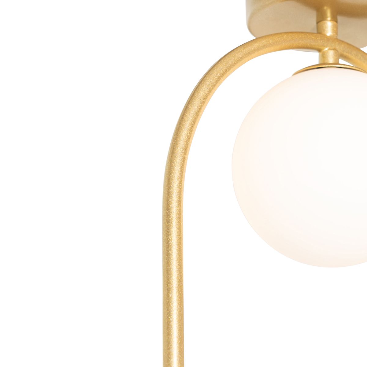 Art deco plafondlamp goud met wit glas - Isabella
