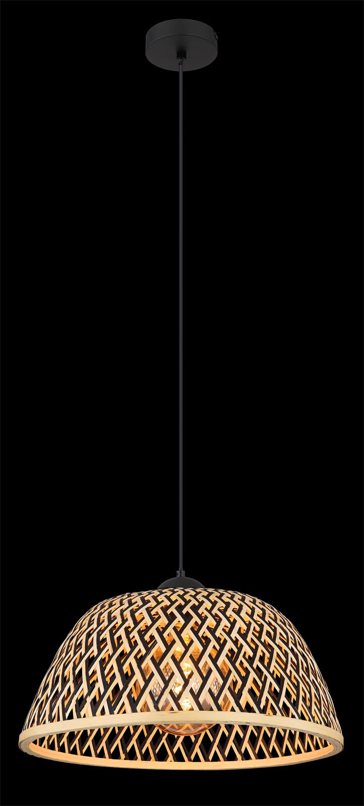 GLOBO Retrofit Pendelleuchte Colly 40x120 cm Bambus braun/schwarz