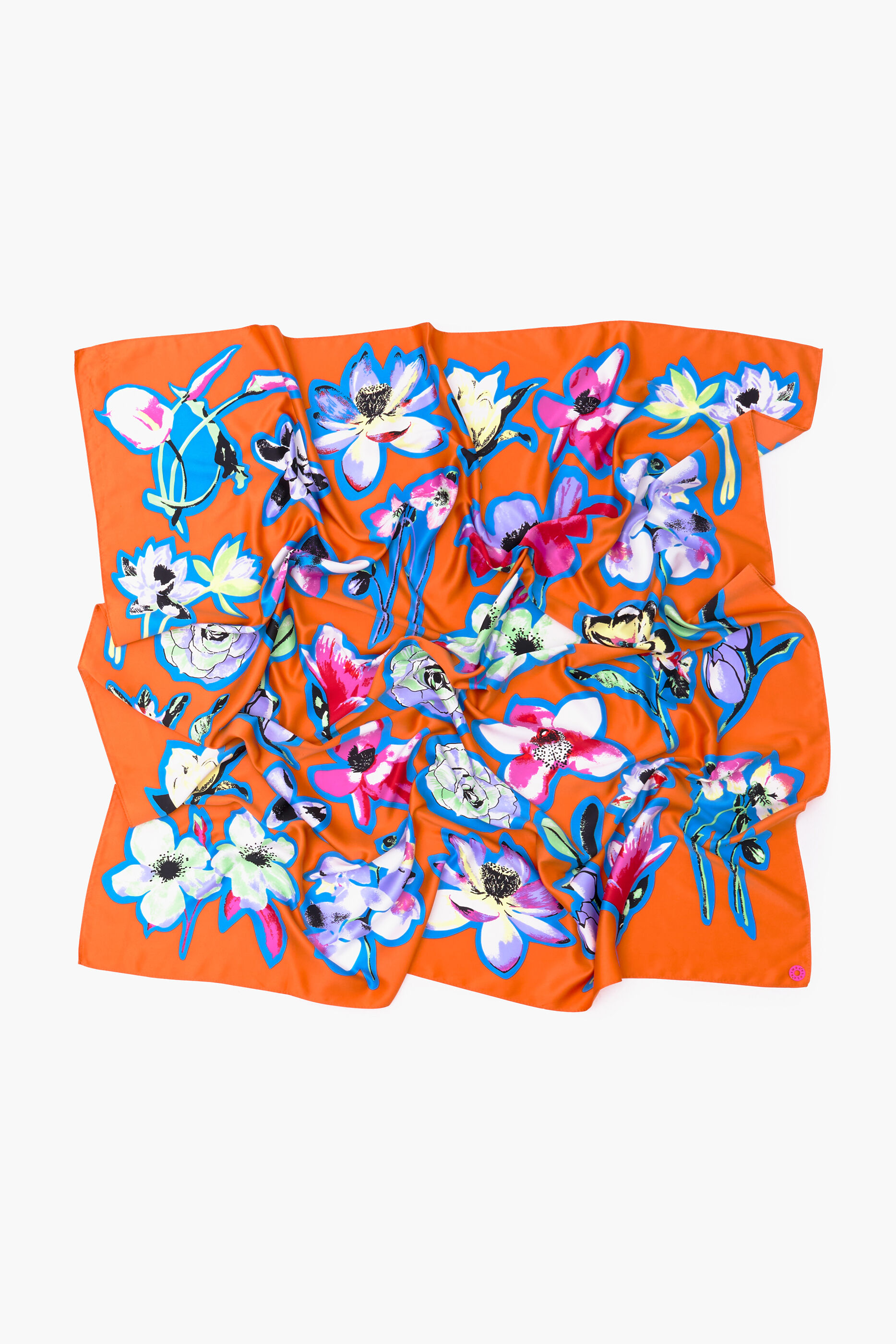 Lenço floral laranja