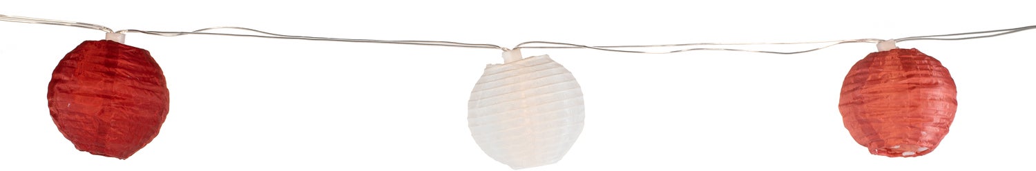 LED solar lampion wit / roze / bordeaux D 8 cm 10 stuks