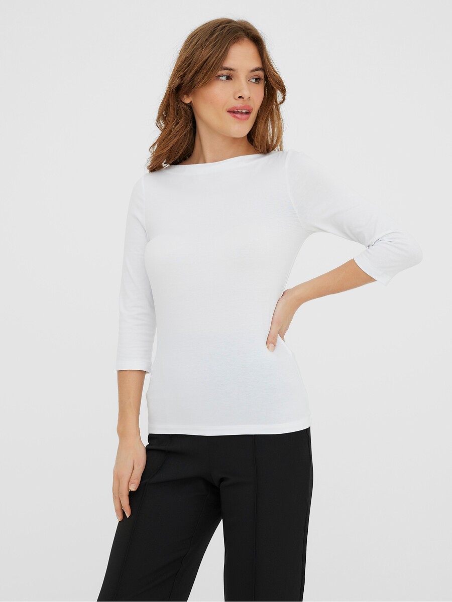 VERO MODA<br>Camiseta com decote canoa e mangas 3/4