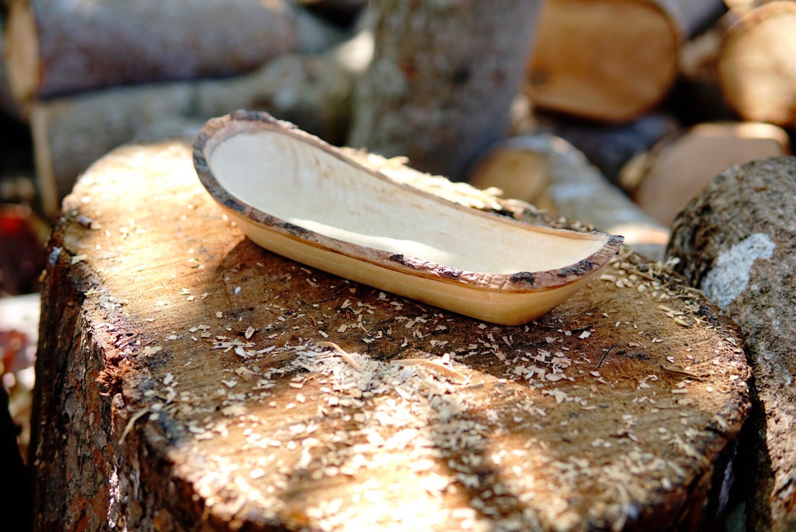 Baumrinden-Schale lang, Mangoholz, L 30 cm, B 11 cm, H 7 cm von fischer's lagerhaus