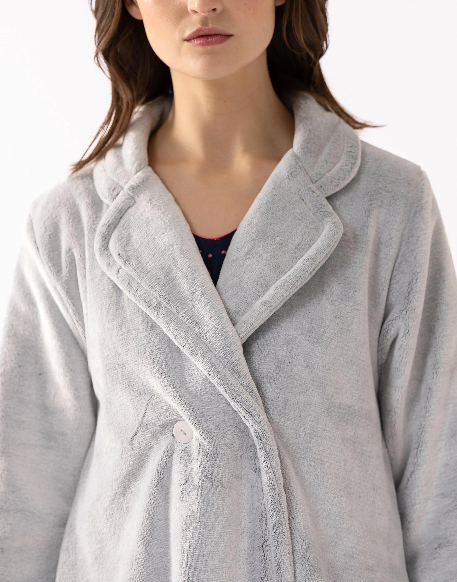ESSENTIEL H77A - Veste en peluche flanelle | Gris