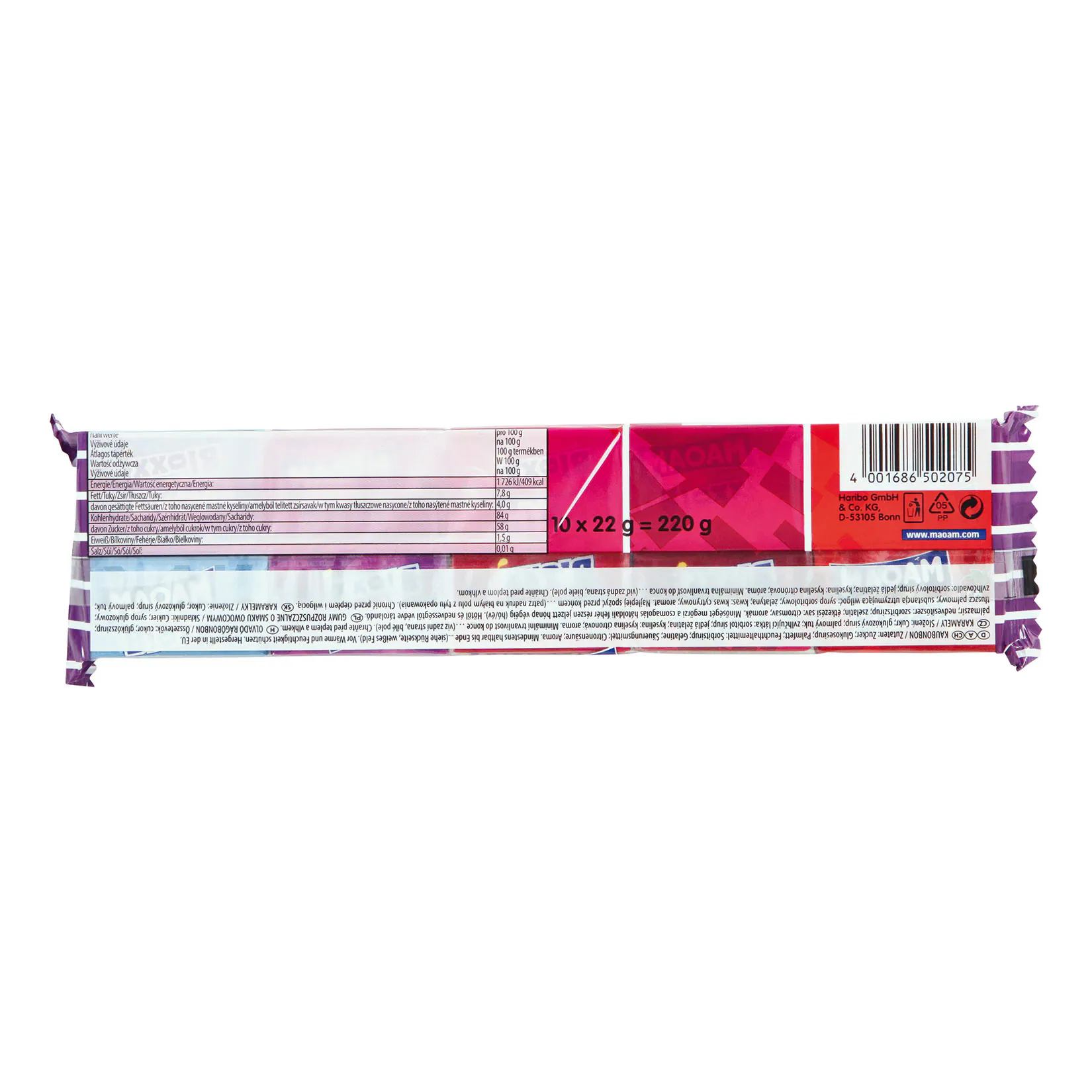 Maoam Kaubonbon 220 g, verschiedene Sorten, 48er Pack