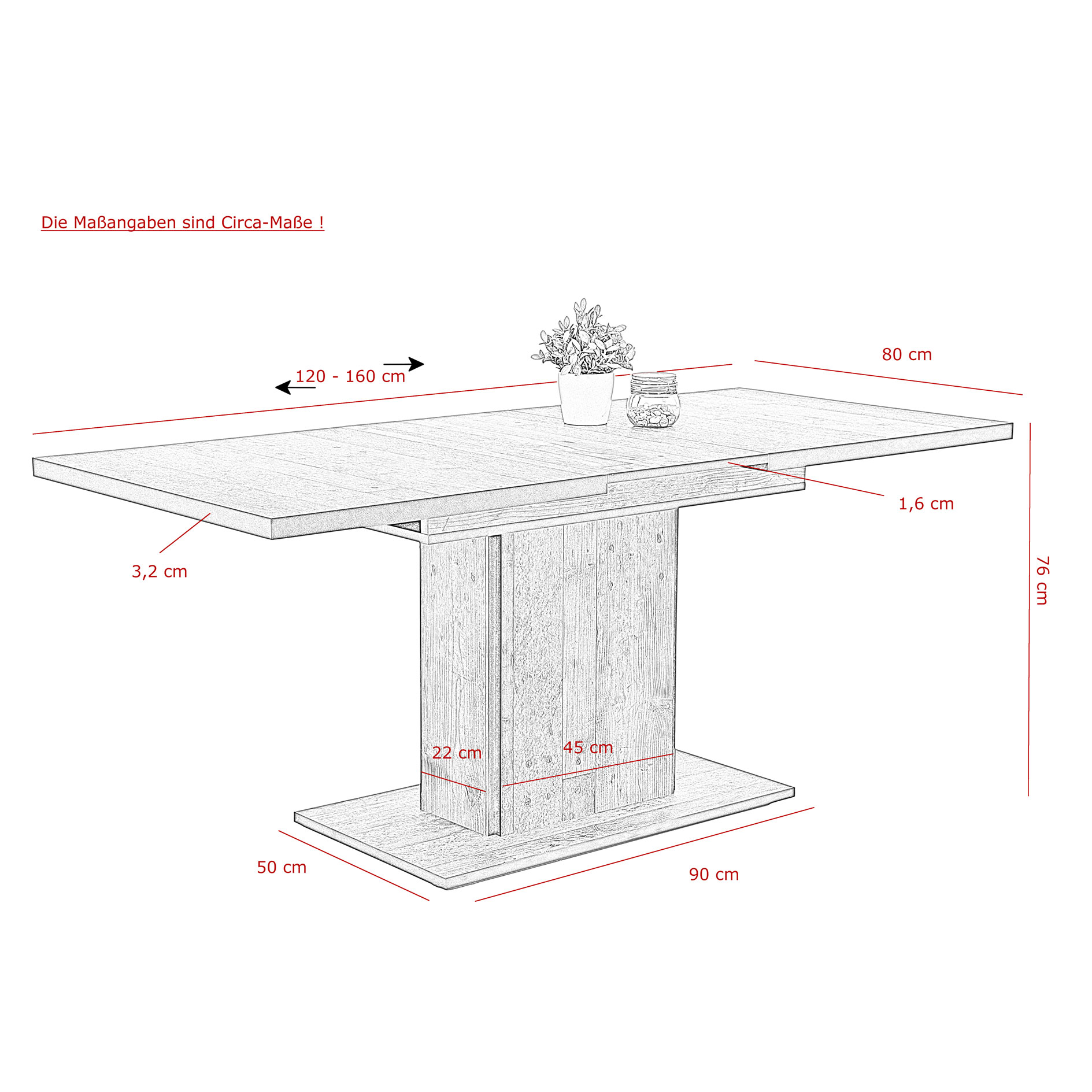 Esstisch - Oldwood - ausziehbar bis 160 cm