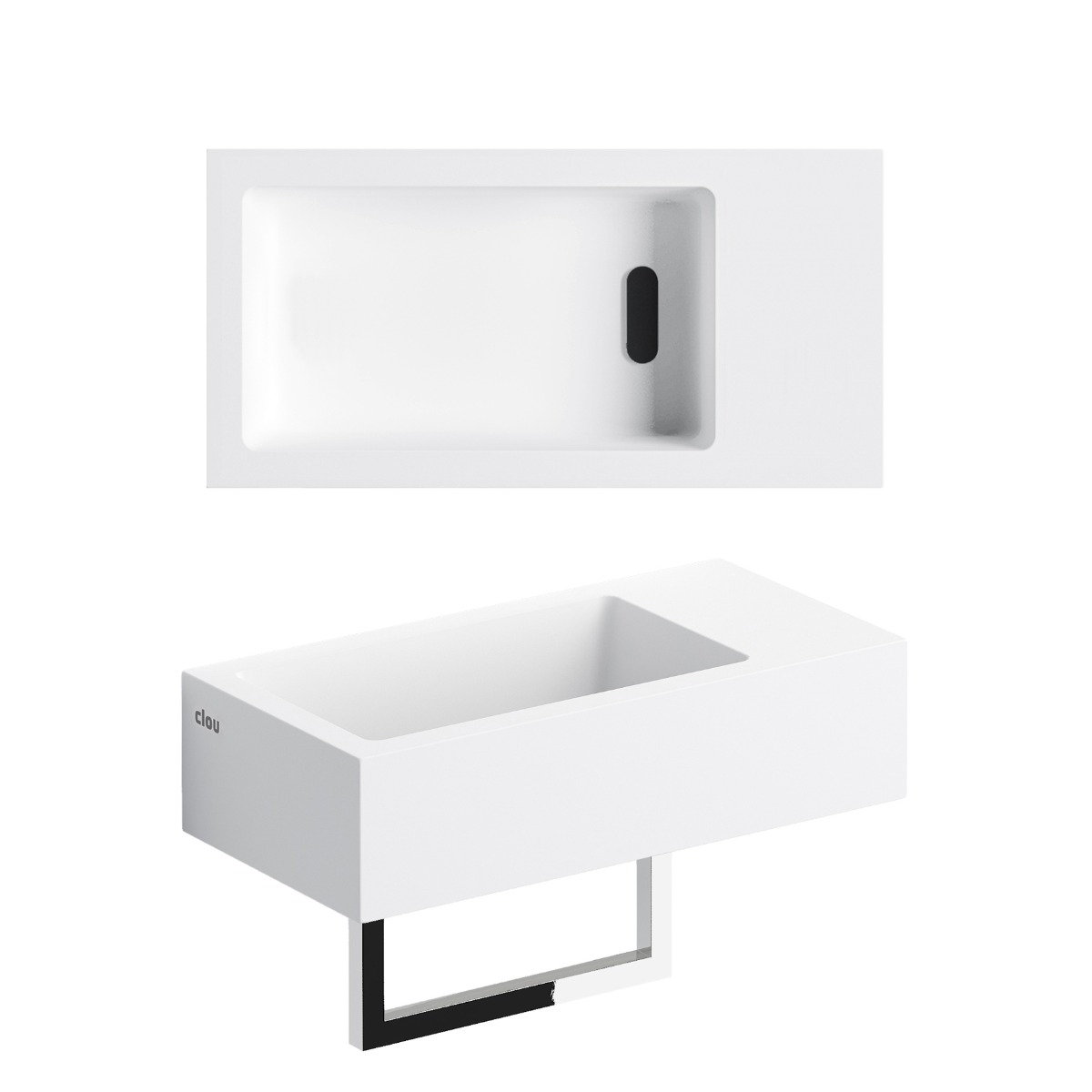 Clou Flush 3 fontein solid surface 36cm rechts met handdoekhouder wit mat