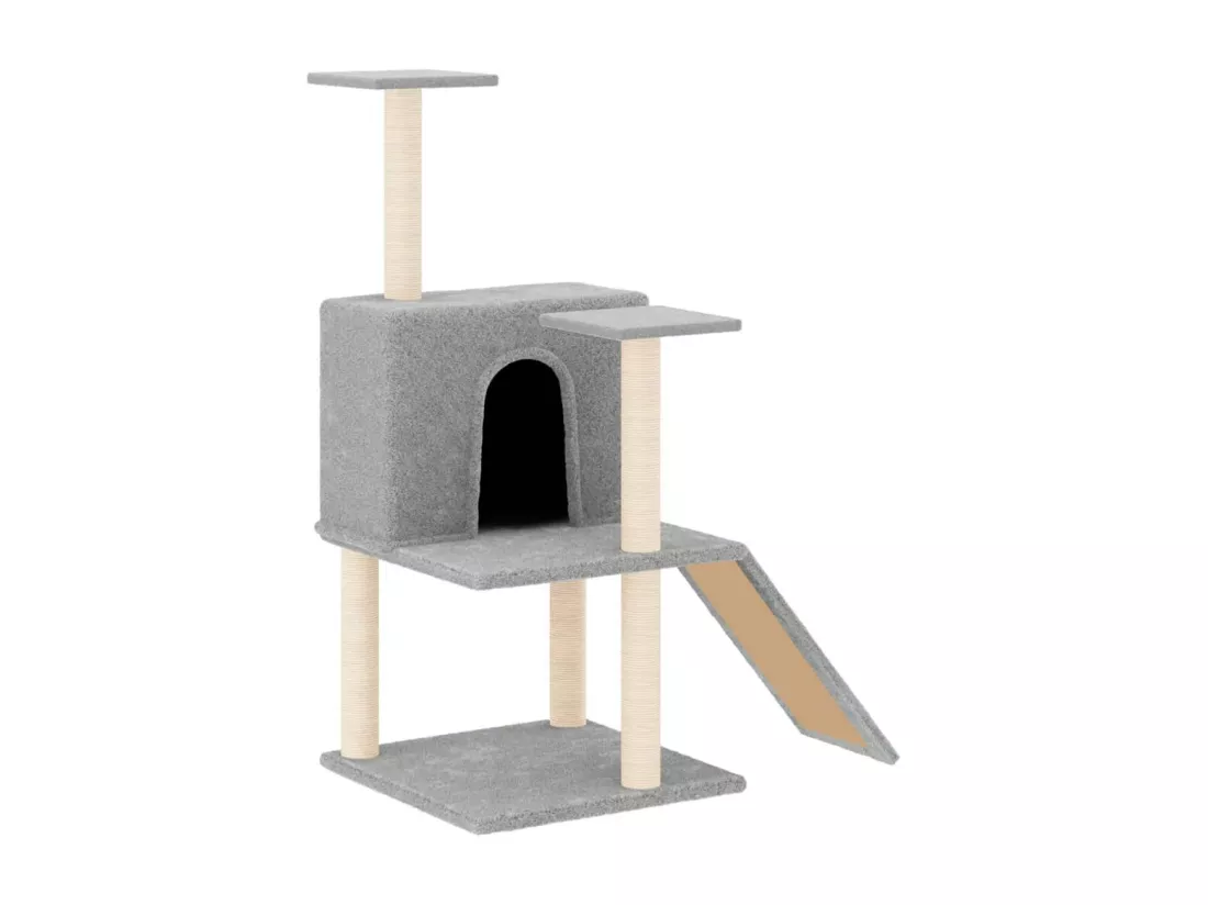 Arbre à chat avec griffoirs en sisal Gris clair 109 cm