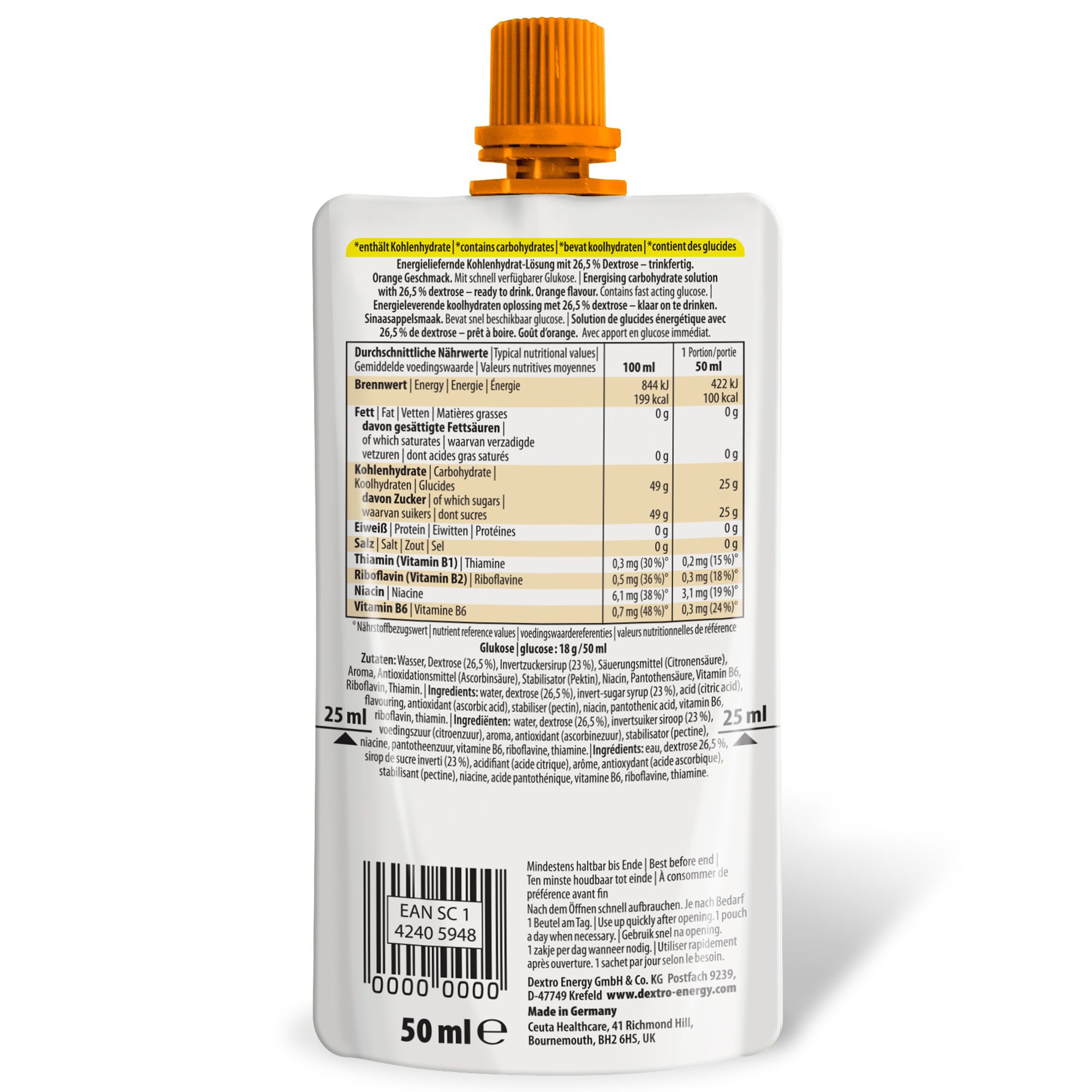 Dextro Energy Dextrose Drink Orange – 24g Kohlenhydrate
