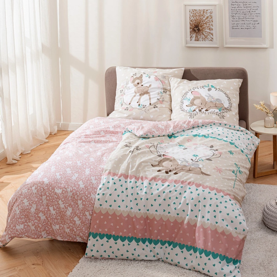 MTOnlinehandel Bettwäsche Bambi Kinder-Bettwäsche , Renforce, 80x80 + 135x200 Bambi