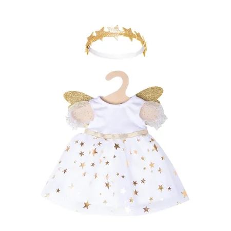 Heless 2152 - Kleid für Puppen im Design Schutzengel, mit goldenen Flügeln und Sternen-Haarband