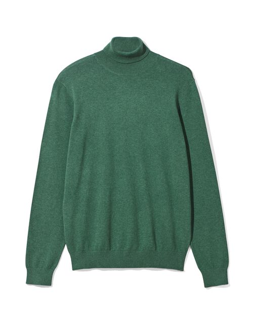 pull col roulé homme en maille vert