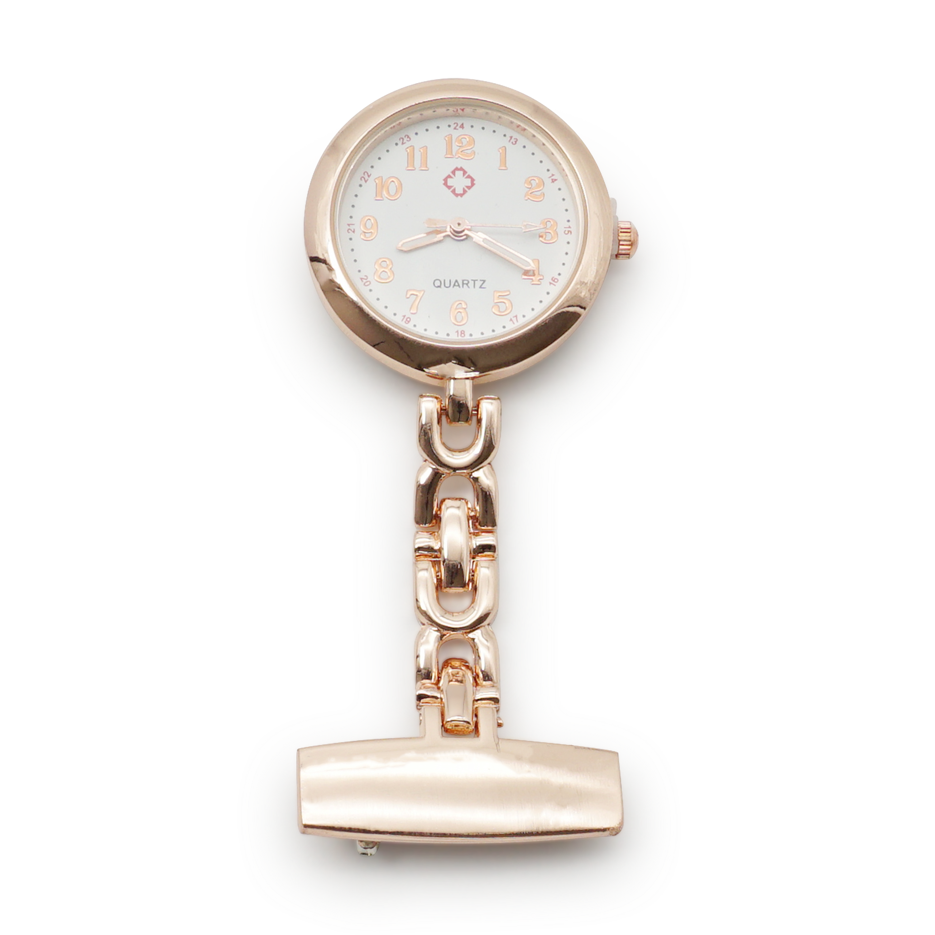 Analoge Quartz Krankenschwester Uhr Ansteckuhr mit Sicherheitsnadel - Roségold