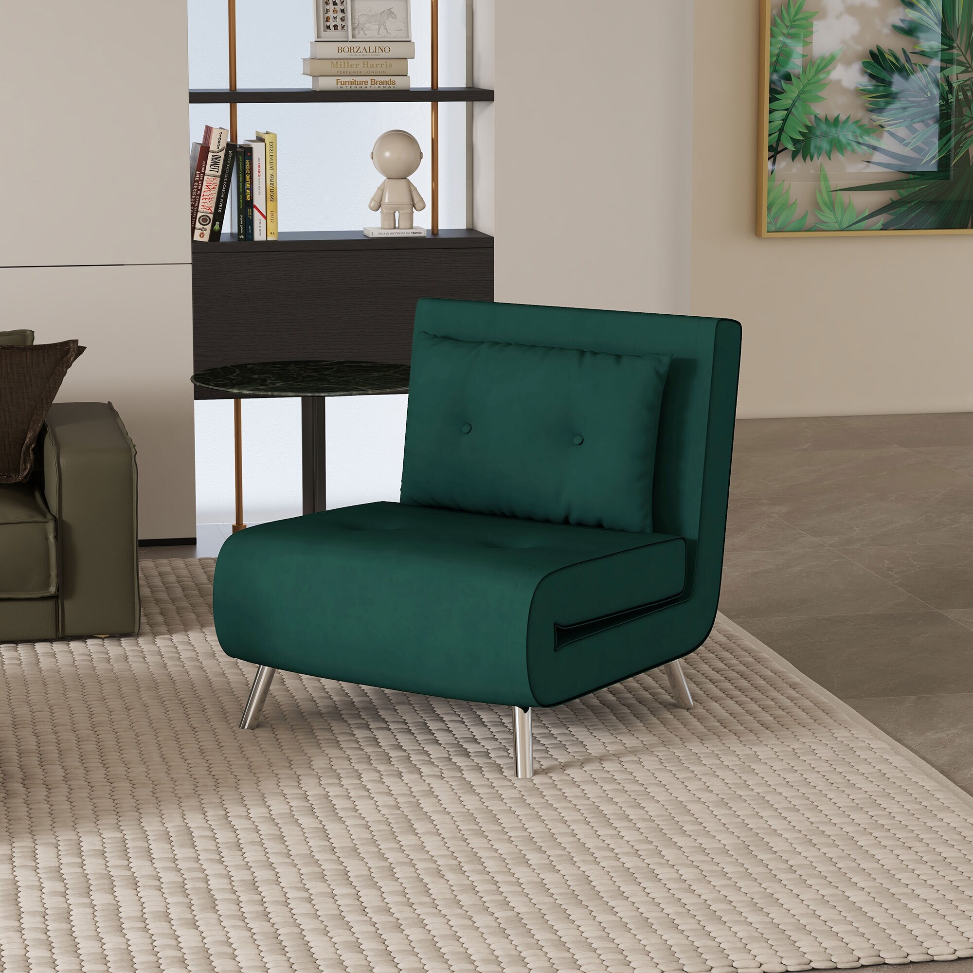 HOMCOM Schlafsessel mit 3 Verwendungmöglichkeiten grün 77L x 88B x 83H cm