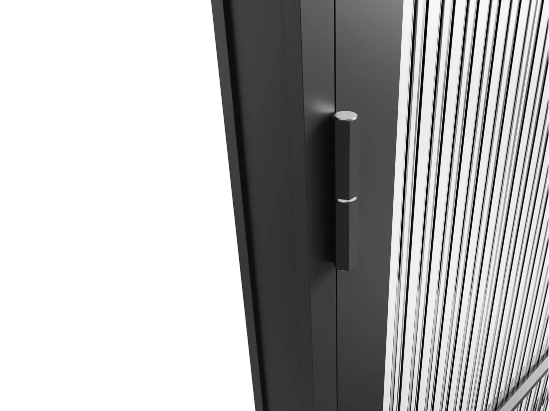 Bloc porte réversible en aluminium et verre texturé - H204 x L93 cm - Noir - MASERU