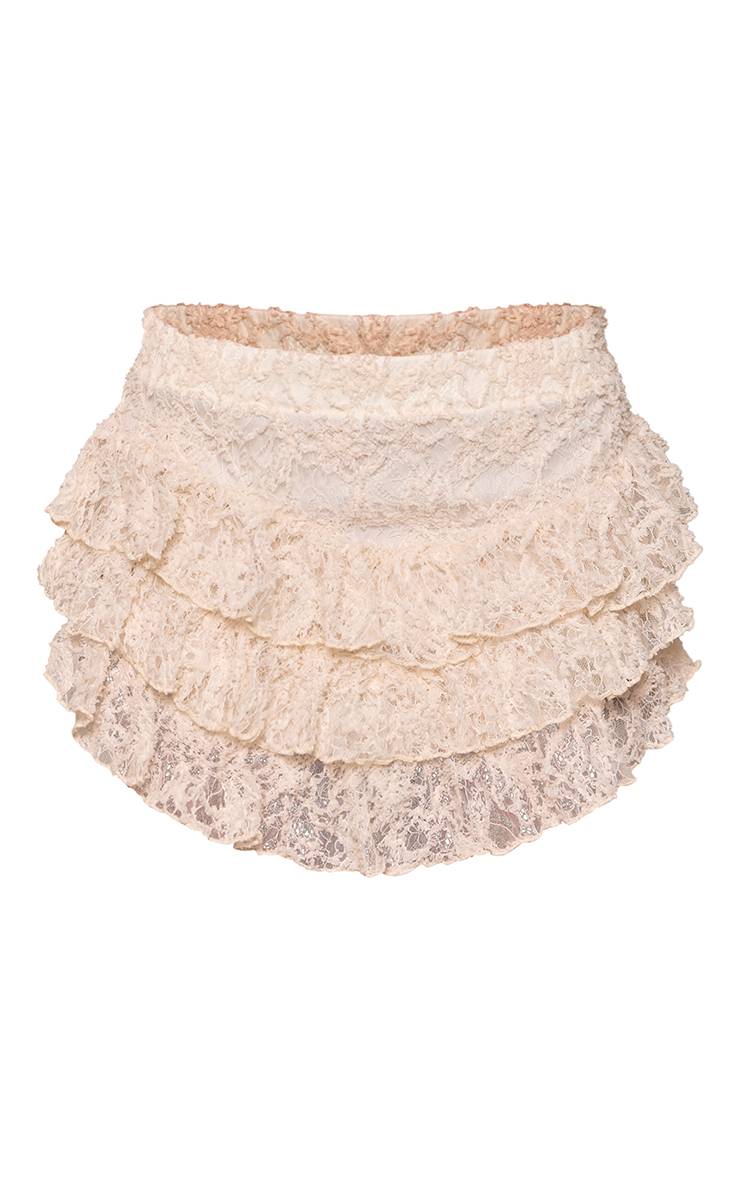 Crème Mini-jupe Étagée À Volants Texturés