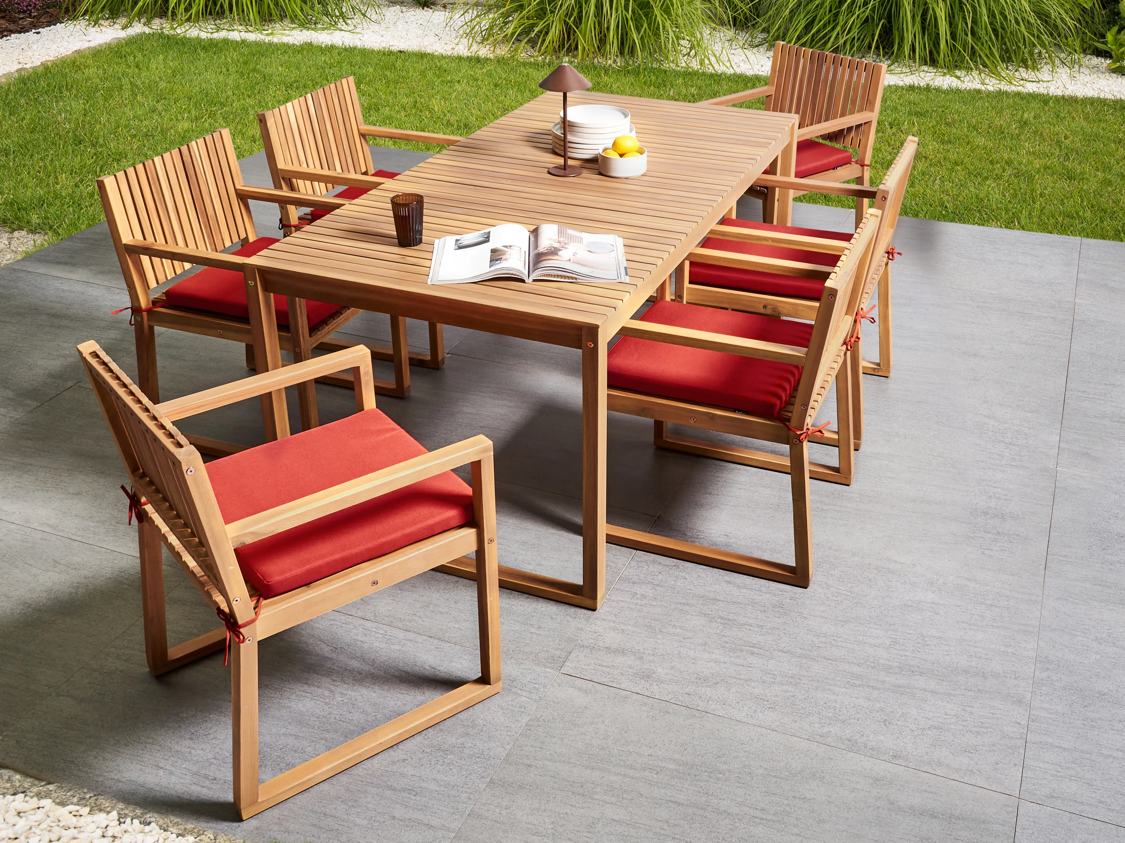 Set van 8 tuinzitkussens SASSARI PREMIUM 46 x 46 cm Rood