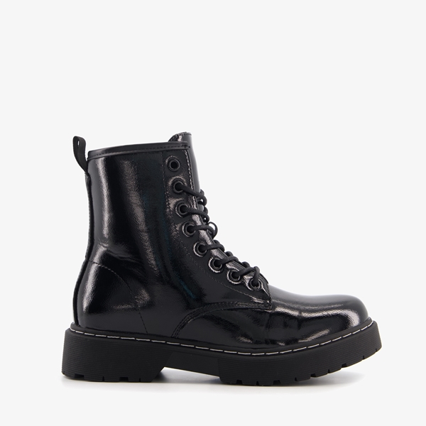 Blue Box dames lak veterboots zwart