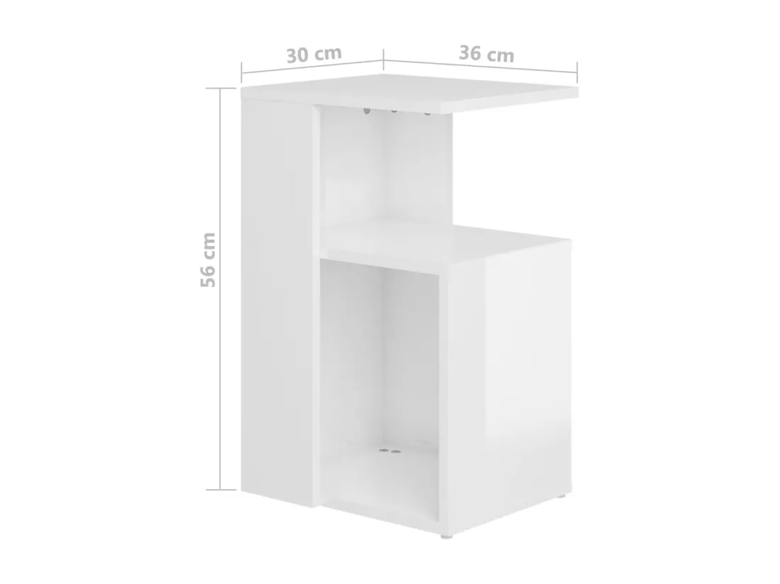 Table d'appoint Blanc brillant 36x30x56 cm Aggloméré