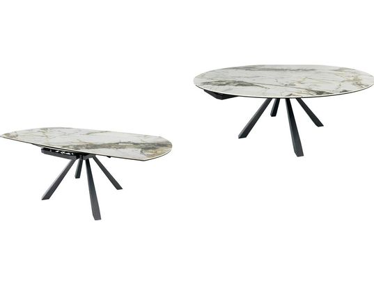 CONCEPT1 - Table Calypso blanc 115-190x180x77 céramique sur verre