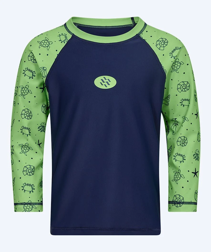 Watery UV-trøje til børn - Brandman Langærmet Rashguard - Grøn/blå