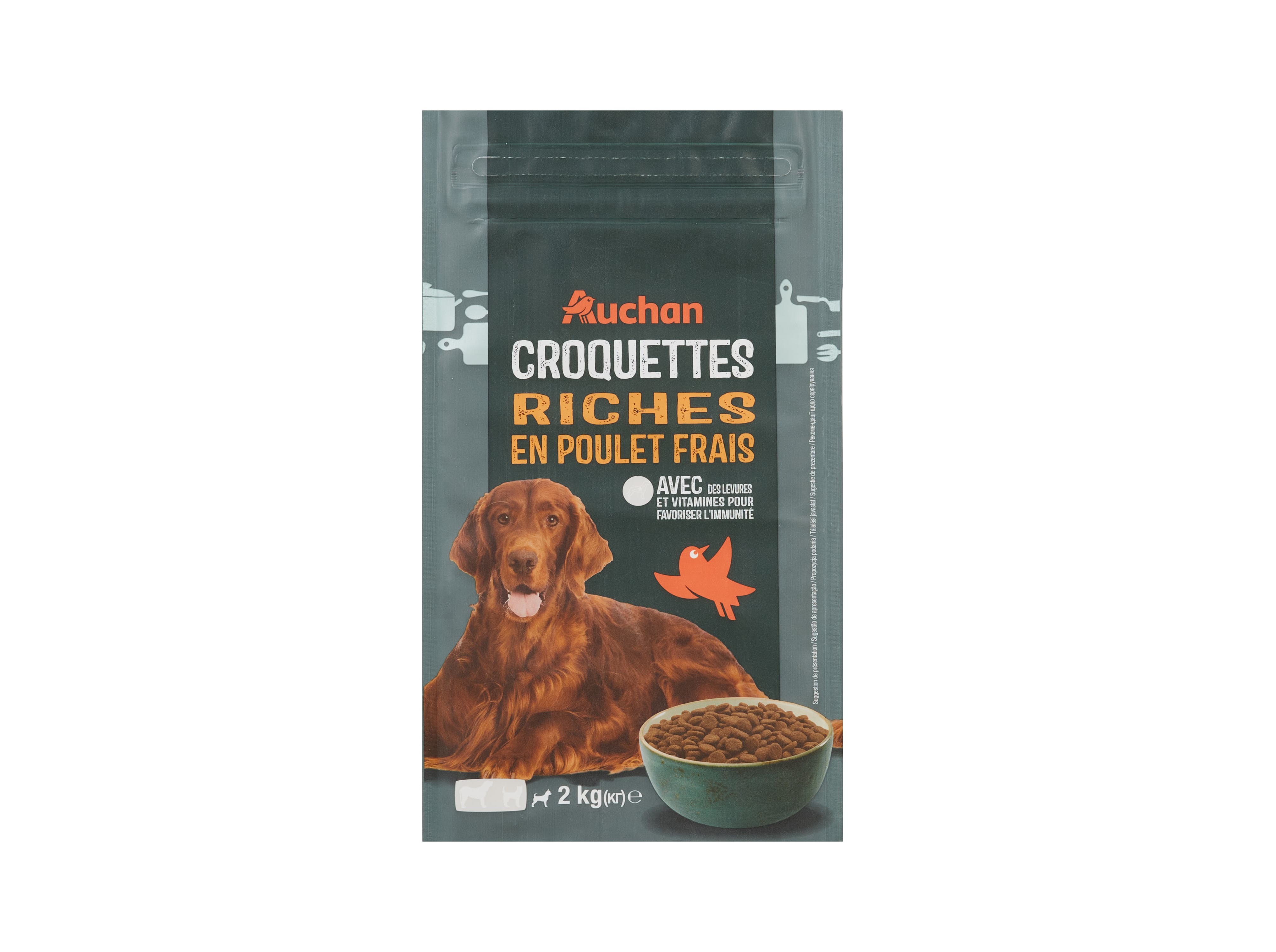 RAÇÃO PARA CÃO AUCHAN RICO EM FRANGO FRESCO 2KG